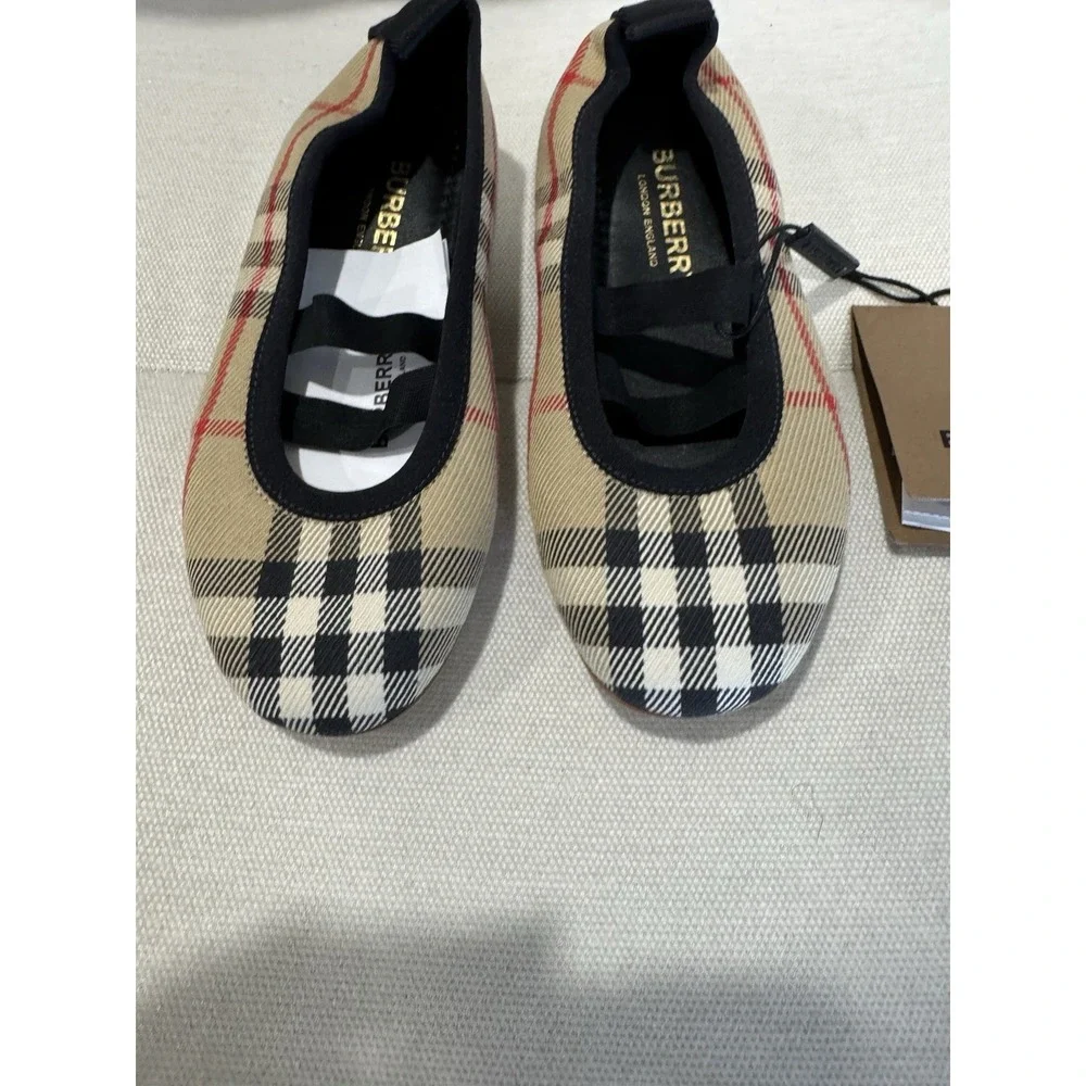 Burberry Girls' Mini Grace Vintage Check Ballet Flats Size‎ 27 US 9.5 NEW